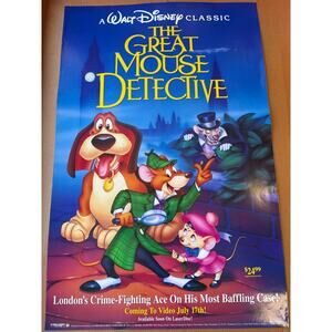 DISNEY THE GREAT MOUSE DETECTIVE movie theater size poster vintage 90s NEW